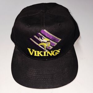 VTG 90s Minnesota Vikings Snapback Hat American Needle Black Purple Taiwan 1990s